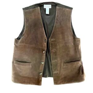 Brown Suede 4 button Vintage Vest Size M